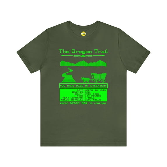 Nostalgia - The Oregon Trail Computer Game T-Shirt - Retro Gaming Tee
