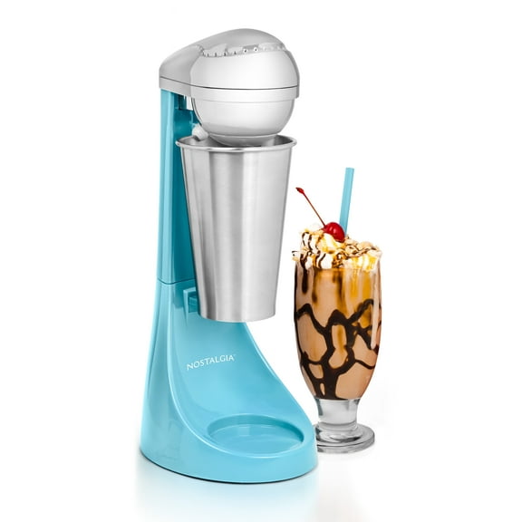 Nostalgia Two-Speed Electric Milkshake Maker and Mixer, 16 Oz Stainless Steel Cup, Blue