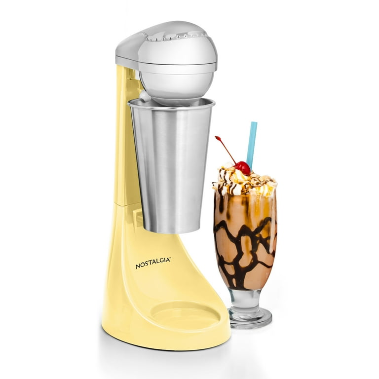 Nostalgia 2-Speed Milkshake Maker For Home, Yellow, 16 fl oz