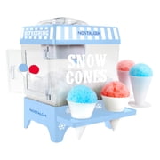 Nostalgia Tabletop Snow Cone Maker, Shaved Ice Machine and Snow Cone Maker with 2 Ice Molds, Blue