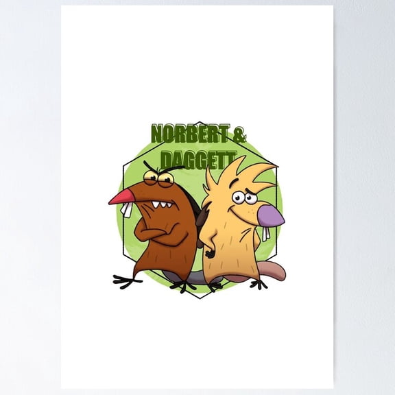 Nostalgic 90s Animated Beavers Brotherly Rivalry Cartoon Wall Art Print, Unframed Canvas