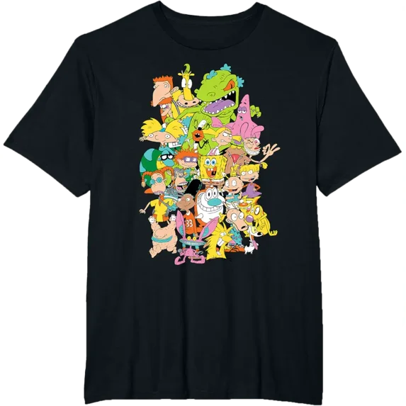 Nostalgic 90s Throwback Cartoon Mashup Vintage Tee T-Shirt up to size 5XL