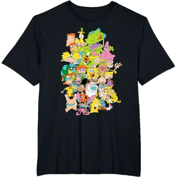 Nostalgic 90s Throwback Cartoon Mashup Vintage Tee T-Shirt up to size 5XL