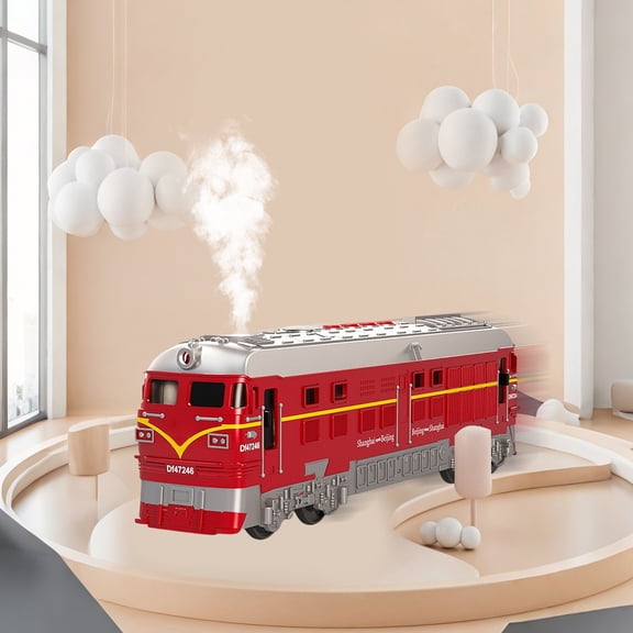 Nostalgic Classic Steam Train Toy for Children, Inertia Powered with Spray Mist Function, Realistic Lights and Sounds, Educational Model Railway Car