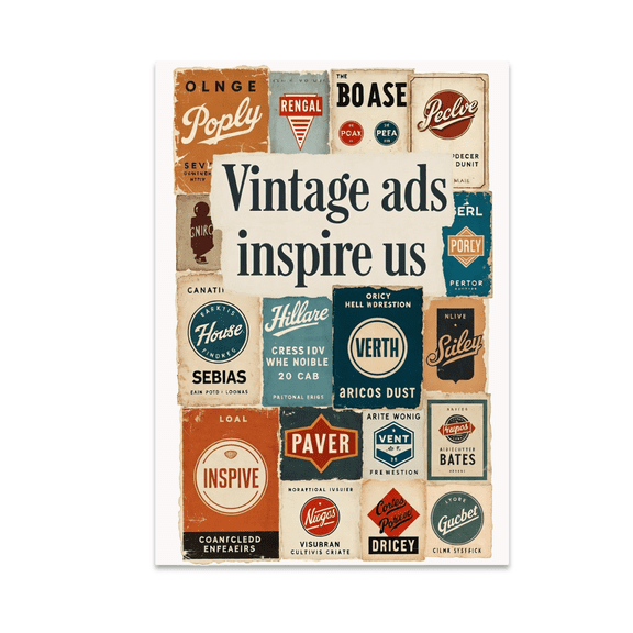 Nostalgic Collage Wall Decor - Vintage Advertisement Enthusiast - 13x19 Poster Print