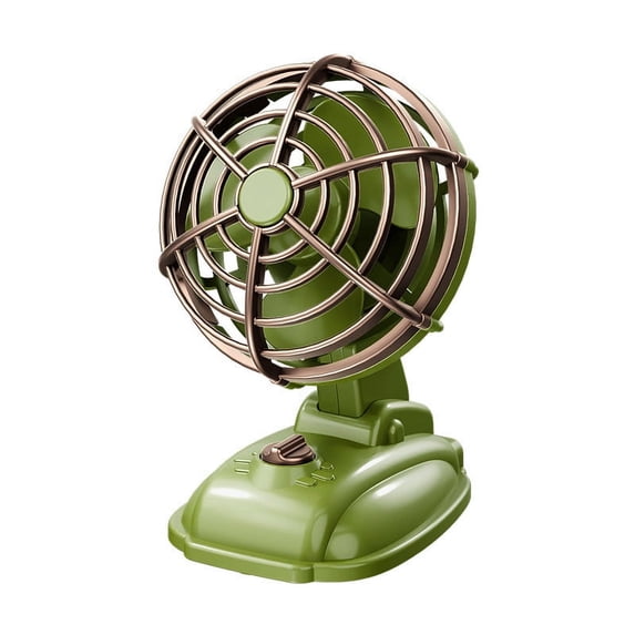 Nostalgic Desktop Mini USB Fan – Compact, Adjustable Angle, Silent Technology, Portable Personal Cooling Device with 400mAh Battery and Dual-Speed Control