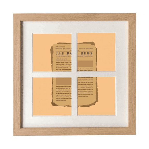 Nostalgic Effect Newspaper Frame Wall Tabletop Display 4 Openings Picture