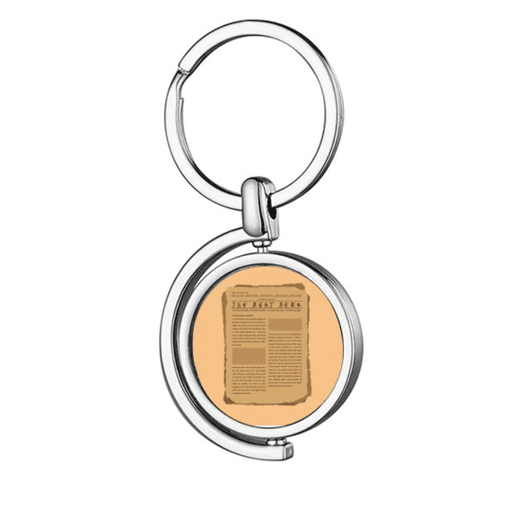 Nostalgic Effect Newspaper Rotating Keychain Metal Keyring Holder