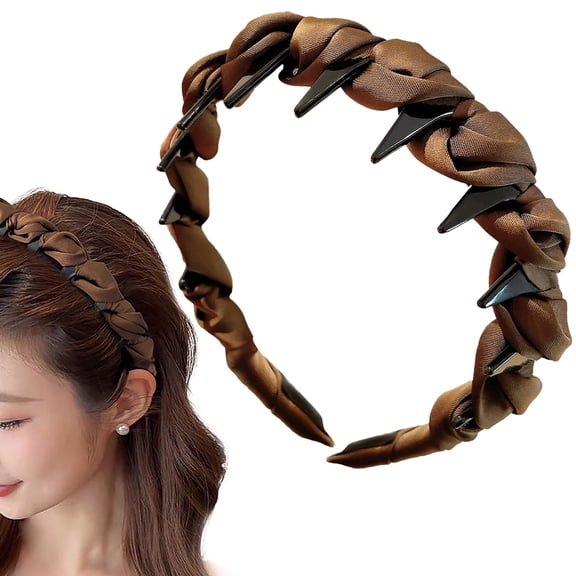 Nostalgic High Skull Pearl Headband - Dark Brown Reversible Anti-Slip Faux Pearl Hairband for Women , Retro High Headband with Teeth, Elegant Bridal Wedding Party Hair Accesso Makeup Organizers