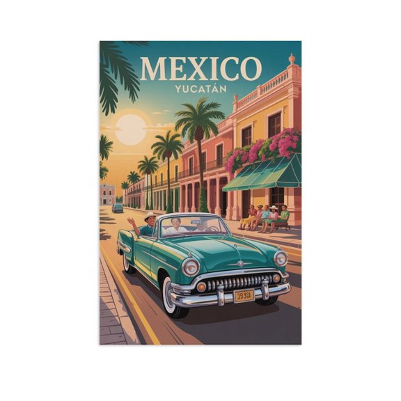 Nostalgic Merida Retro Travel Poster Featuring Street Scenes And Old-world Elegance Canvas Poster