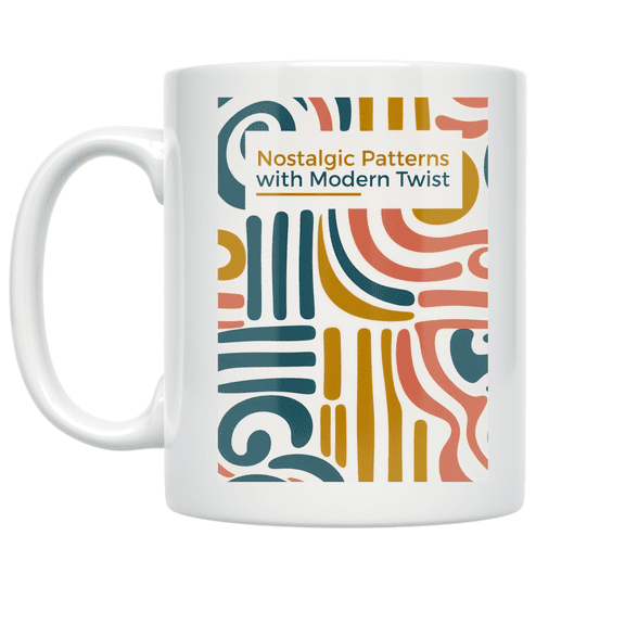 Nostalgic Patterns with Modern Twist - Retro Art Enthusiast - 11 oz Ceramic Coffee Mug