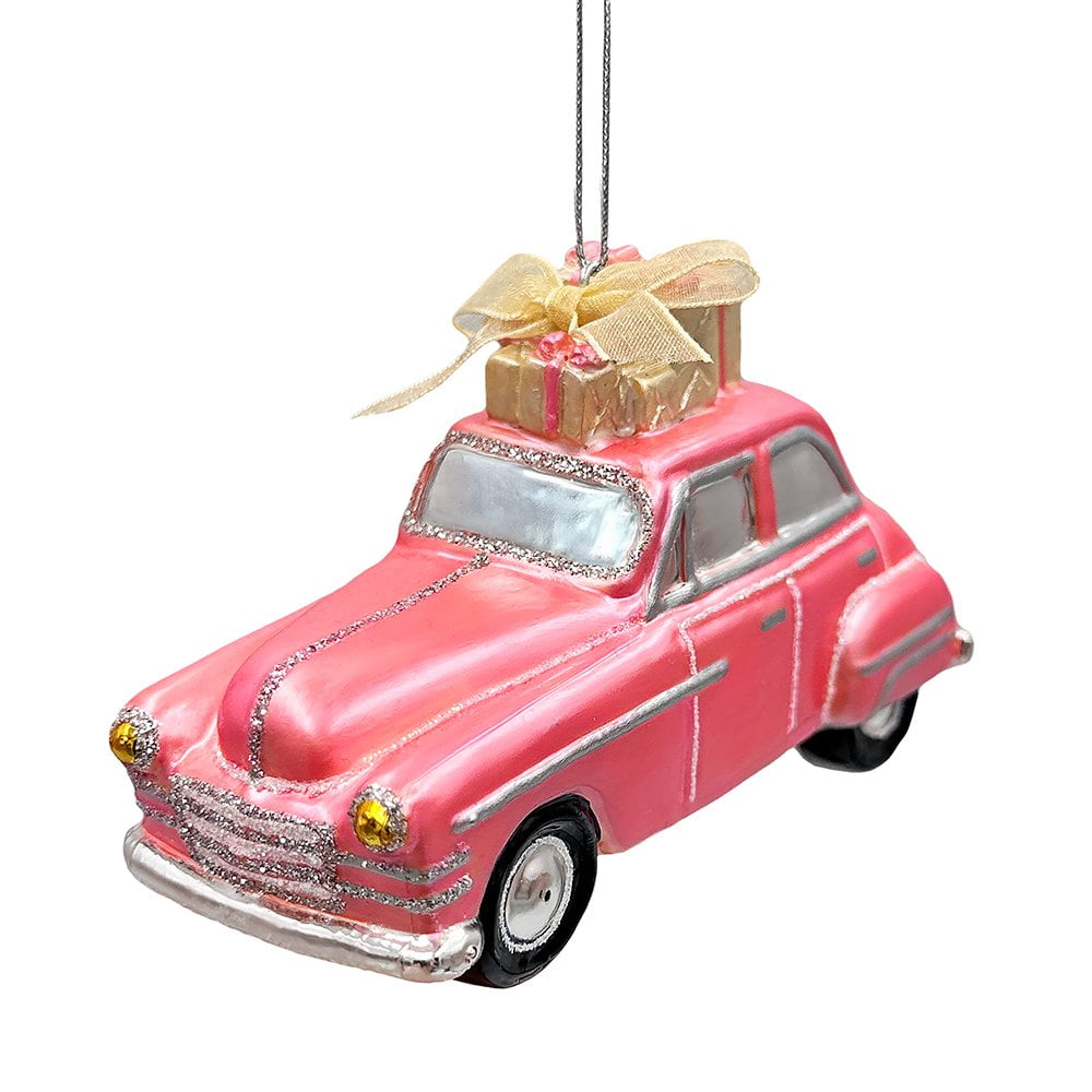 Nostalgic Pink Car Glass Christmas Ornament, Vintage Classic Tree Decor - Walmart.com