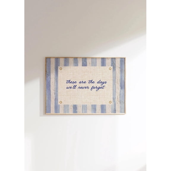 Nostalgic Quote Poster Inspirational Family Wall Art Horizontal Happy Positive Quote Motivational Navy Blue Vintage Decor UNFRAMED Poster, Wall Art for Decor, Present, 24x36