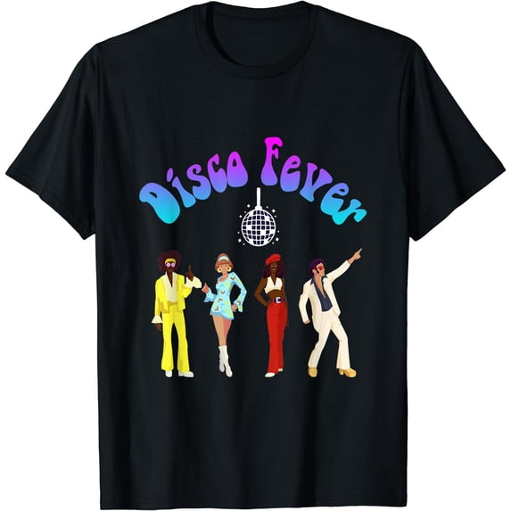 Nostalgic Retro Disco Fever 70's Era T-Shirt Black Medium