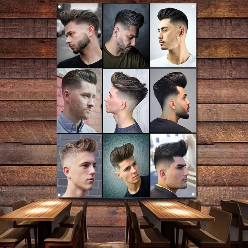 Nostalgic Retro Mens Hairstyles Poster Banner Flag Haircut \u0026 Shave  Hairdressing Ad Wall Painting Vintage Barber Shop Wall Decor 38\, image size:1000x1000