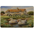 Nostalgic Rustic Door mat Spring Grass Cute Duck Farmhouse Cottage