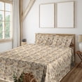 thumbnail image 1 of Ambesonne Nostalgic Fitted & Flat Sheet with Shams 4 Pcs Set, Vintage Watch Butterfly, Queen, Pastel Brown and Taupe Grey, 1 of 5