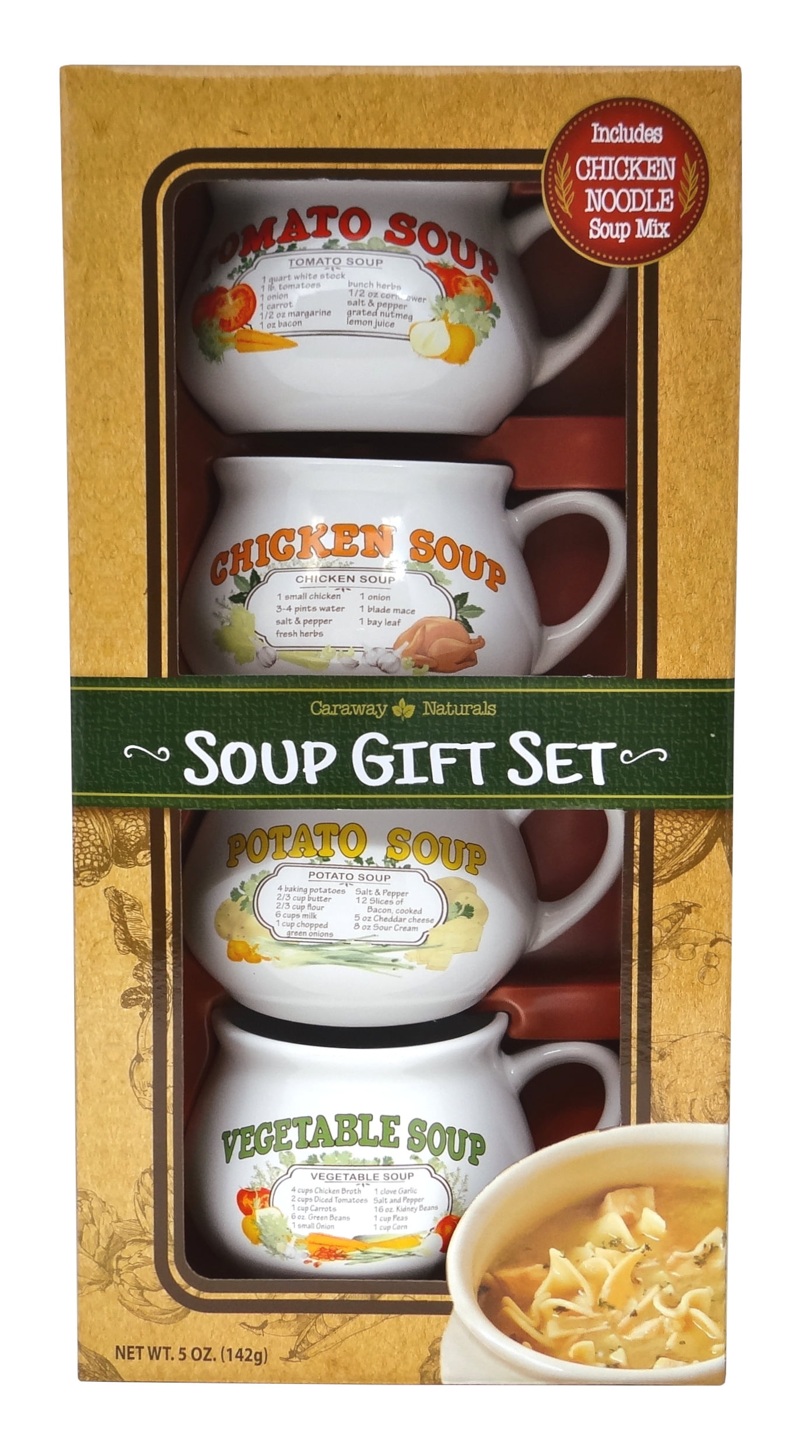 Caraway Naturals Soup Gift Set With 4 Recipe Soup Mugs / Bowls Past Use By  Date