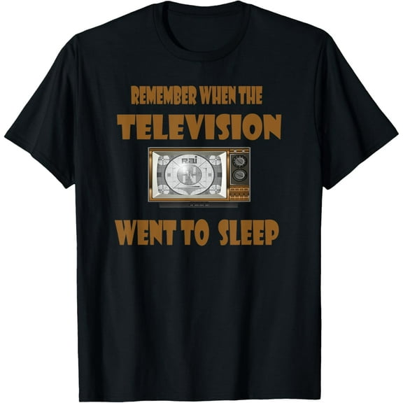 Nostalgic TV Watcher Signing Off Vintage TV Watching T-Shirt men and women can wear, black, white, gifts