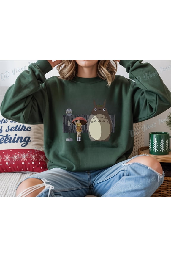 Nostalgic Totoro Bus Stop Shirt | My Neighbor Totoro Rain Tee | Studio Ghibli Anime Gift | Satsuki Mei Sweatshirt