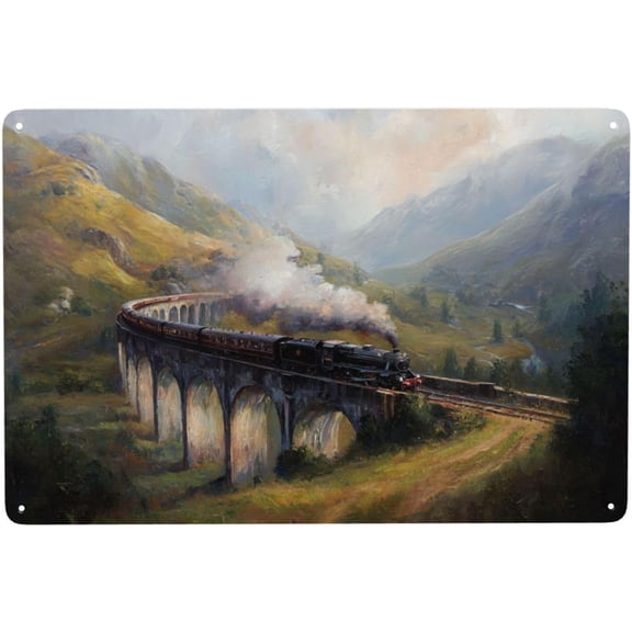 Nostalgic Train Journeys Tin Metal Poster, 8X12 Inch Picturesque Metal Sign Plaque Wall Decor, Brings Vintage Charm To Game Room Or Den Decor,Practical Decorative Gifts