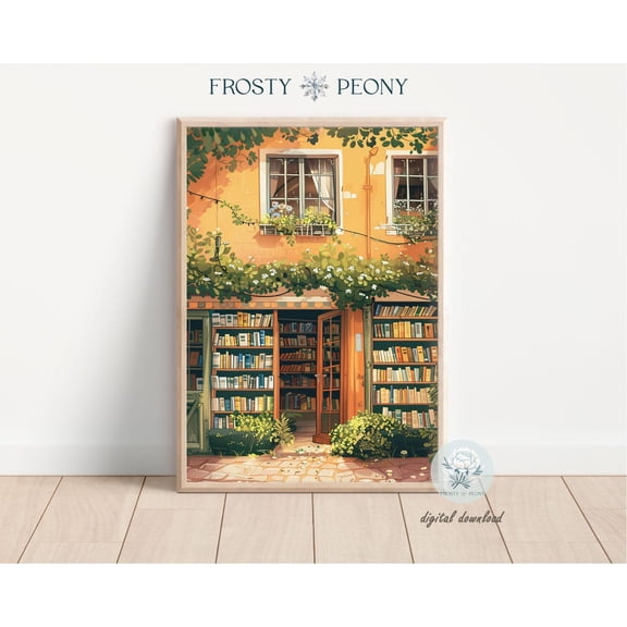 Nostalgic Vintage Bookshop Art Print, Cozy Bookstore Art Print, Vintage Literary Book Nook Art, Wall Art, Modern Wall Decor, 12x18 UNFRAMED