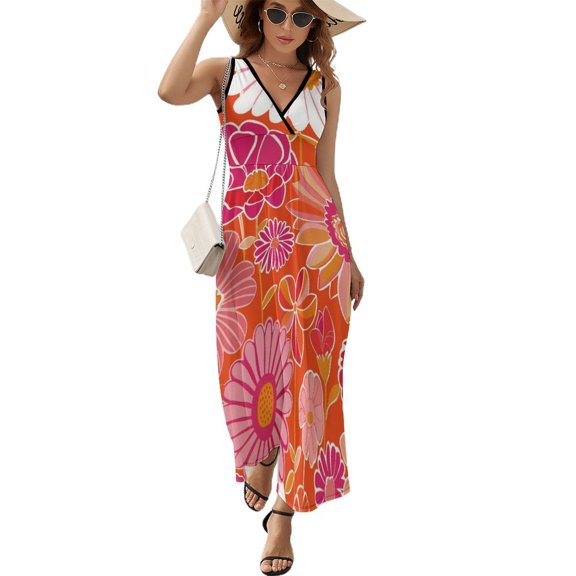 Nostalgic Vintage Floral Art Sleeveless Dress Women's Summer Suit Dresses for Women 2025 Luxury Party Dress