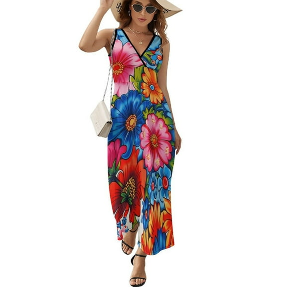 Nostalgic Vintage Floral Art Sleeveless Dress Women's Summer Suit Dresses for Women 2025 Luxury Party Dress