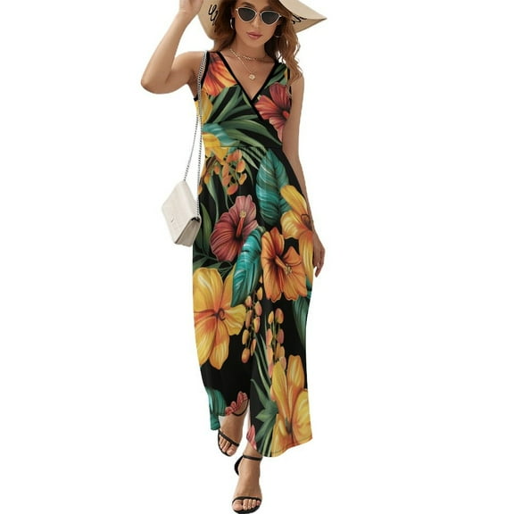 Nostalgic Vintage Floral Art Sleeveless Dress Women's Summer Suit Dresses for Women 2025 Luxury Party Dress