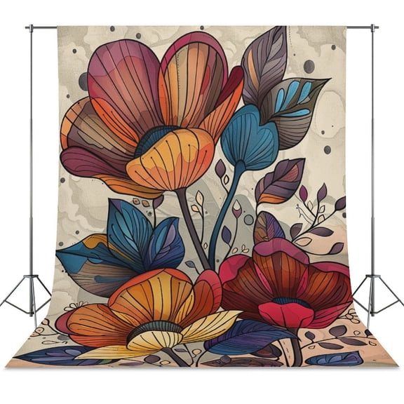 Nostalgic Vintage Floral Backdrop Background for Photography Photo Booth Backdrop for Photoshoot Background Screen Video Recording Parties Curtain