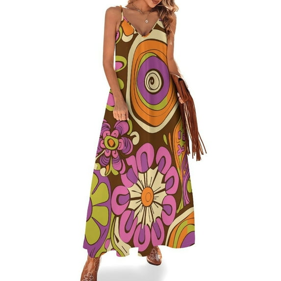 Nostalgic Vintage Floral Design Sleeveless Dress Woman Fashion Long Dresses Women's Summer Suit Dress 2025