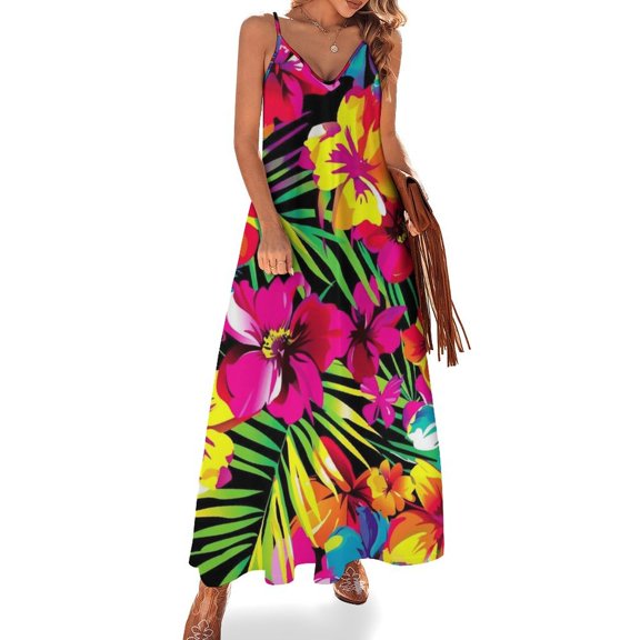 Nostalgic Vintage Floral Design Sleeveless Dress Woman Fashion Long Dresses Women's Summer Suit Dress 2025