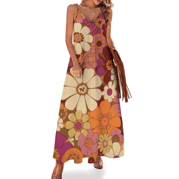 Nostalgic Vintage Floral Design Sleeveless Dress Woman Fashion Long Dresses Women's Summer Suit Dress 2025