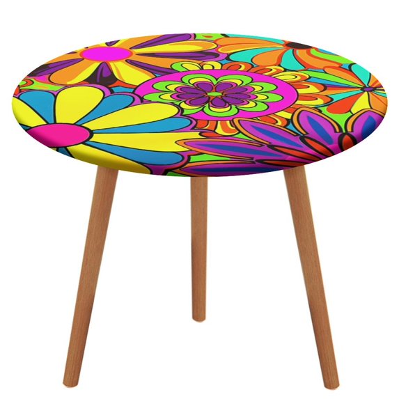 Nostalgic Vintage Floral Fitted Table Cover - Waterproof Elastic Edged Tablecloth Wipeable Table Cloth for Spring Party Dinner Table Decor (Fit for 45"-54" Round Tables)