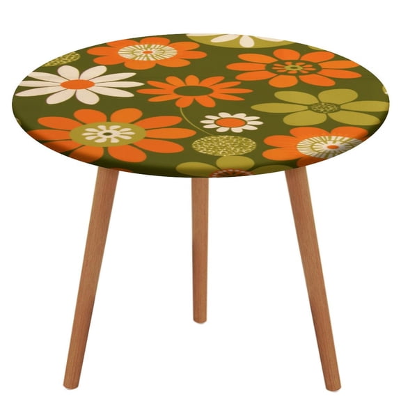 Nostalgic Vintage Floral Fitted Table Cover - Waterproof Elastic Edged Tablecloth Wipeable Table Cloth for Spring Party Dinner Table Decor (Fit for 45"-54" Round Tables)