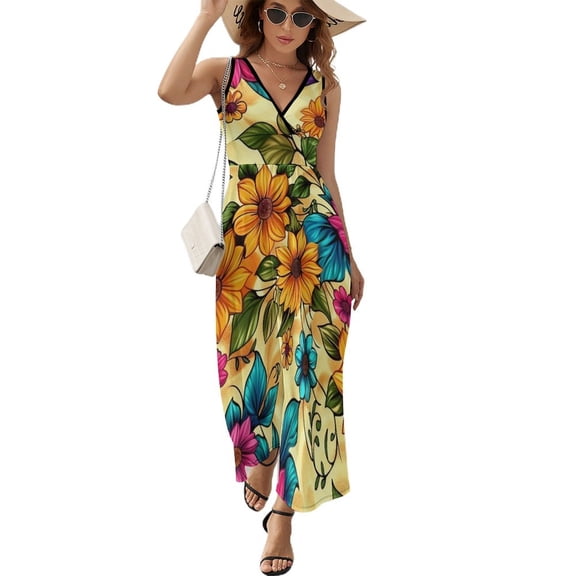Nostalgic Vintage Floral Pattern Design Sleeveless Dress Summer Clothes for Women Women's Clothing 2025