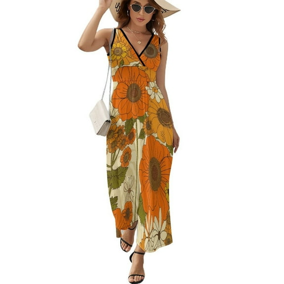 Nostalgic Vintage Floral Pattern Design Sleeveless Dress Summer Clothes for Women Women's Clothing 2025