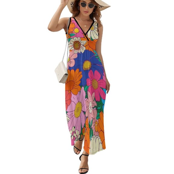 Nostalgic Vintage Floral Pattern Design Sleeveless Dress Summer Clothes for Women Women's Clothing 2025