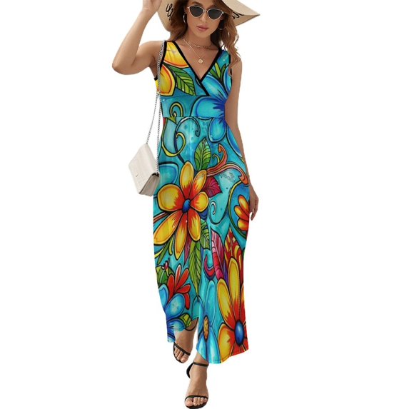 Nostalgic Vintage Floral Pattern Design Sleeveless Dress Summer Clothes for Women Women's Clothing 2025