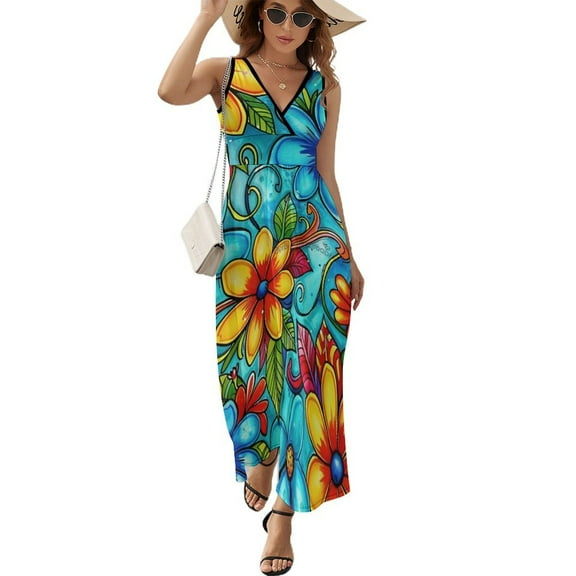 Nostalgic Vintage Floral Pattern Design Sleeveless Dress Summer Clothes for Women Women's Clothing 2025