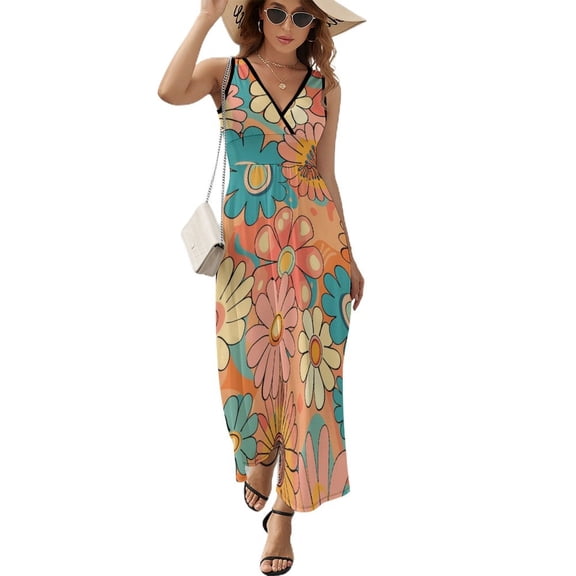 Nostalgic Vintage Floral Sleeveless Dress Female Clothing Dress Women Summer 2025 Dress