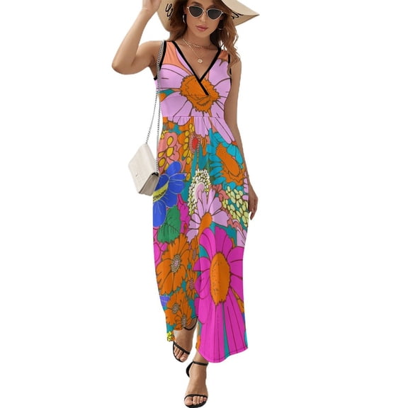 Nostalgic Vintage Floral Sleeveless Dress Female Clothing Dress Women Summer 2025 Dress