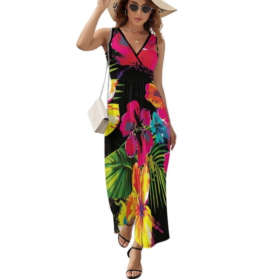 Nostalgic Vintage Floral Sleeveless Dress Woman Fashion Long Dresses Women's Summer Suit Dress 2025