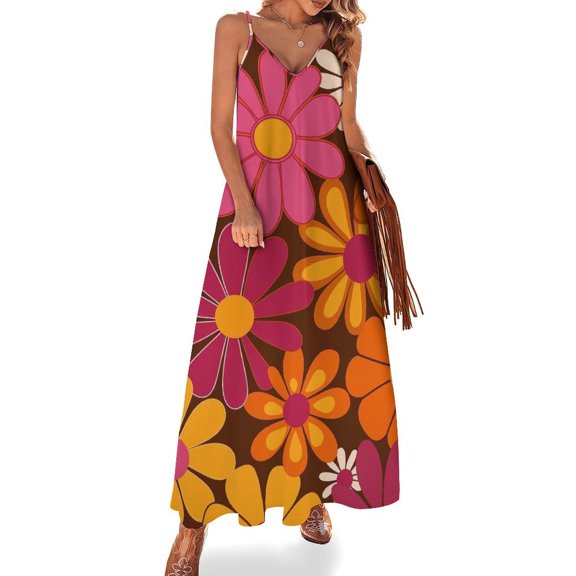 Nostalgic Vintage Floral Sleeveless Dress Woman Fashion Long Dresses Women's Summer Suit Dress Summer 2025 Women