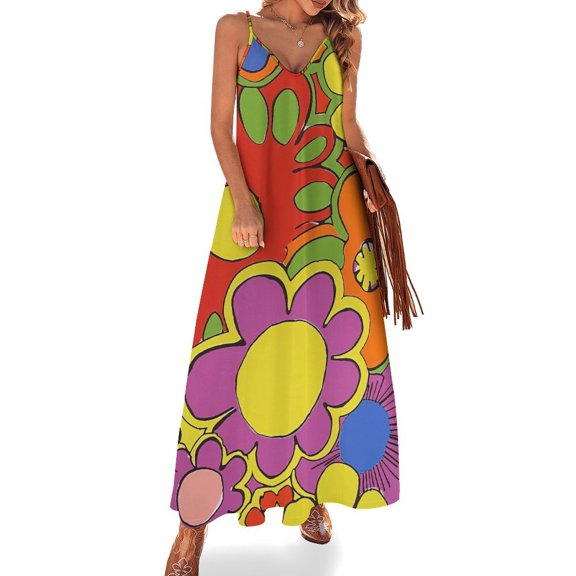 Nostalgic Vintage Floral Sleeveless Dress Woman Fashion Long Dresses Women's Summer Suit Dress Summer 2025 Women
