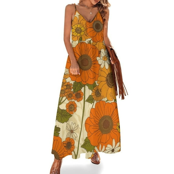 Nostalgic Vintage Floral Sleeveless Dress Women's Luxury Party Dress Birthday Dresses for Women