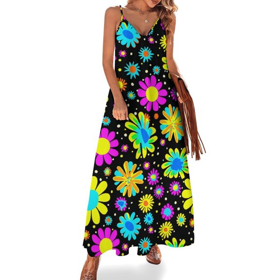 Nostalgic Vintage Floral Sleeveless Dress Women's Luxury Party Dress Birthday Dresses for Women
