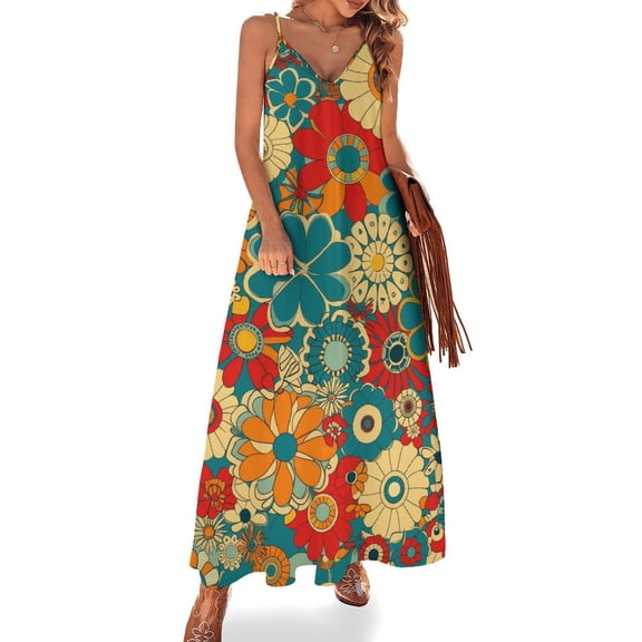 Nostalgic Vintage Floral Sleeveless Dress Women's Luxury Party Dress Birthday Dresses for Women