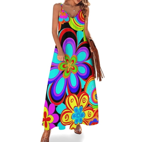 Nostalgic Vintage Floral Sleeveless Dress Women's Luxury Party Dress Birthday Dresses for Women