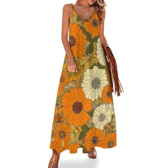 Nostalgic Vintage Floral Sleeveless Dress Women's Luxury Party Dress Birthday Dresses for Women